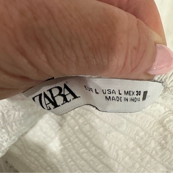 Zara Spaghetti Strap Embroidered Poplin Dress White Floral - Picture 7 of 9